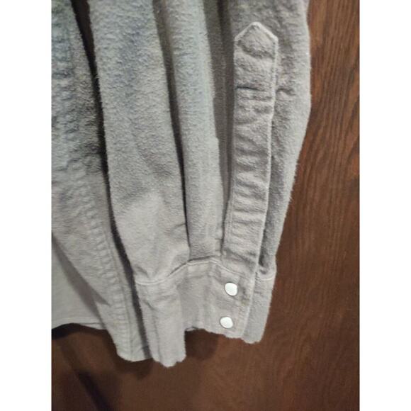 Western Shirt Mens XL Gray Heavy Flannel Chamois Workwear Outdoors Pearl Snap - Picture 4 of 5